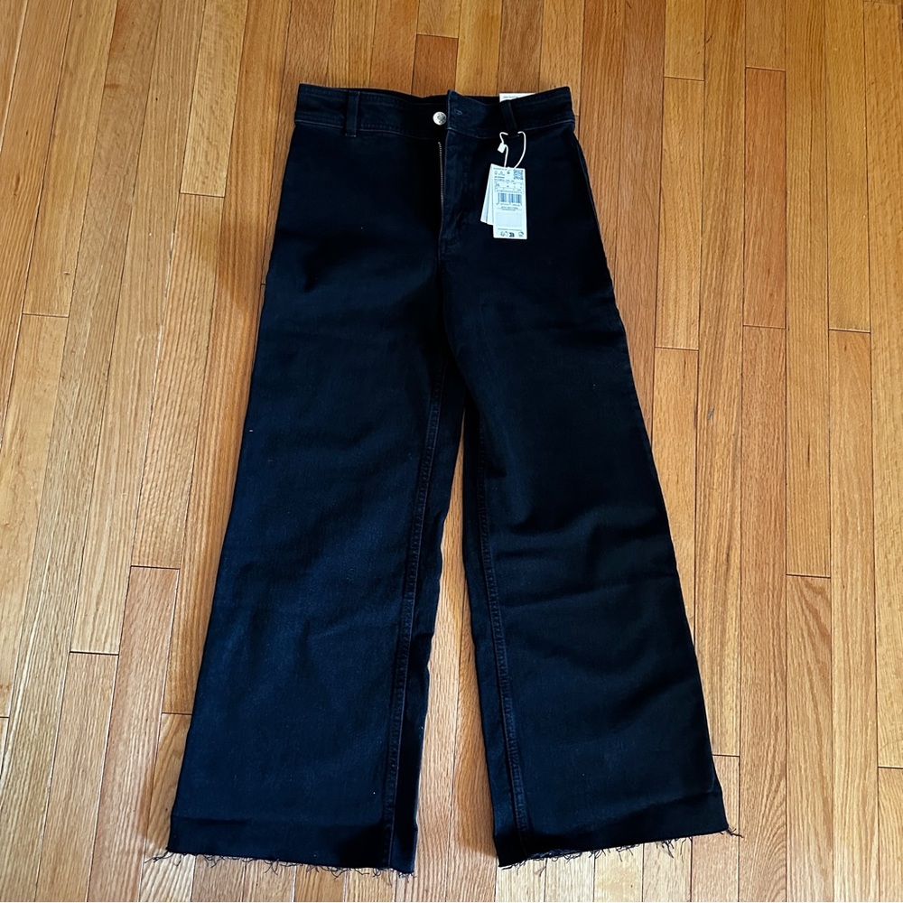 Mango Culotte Black Wide-Leg Jeans sz 4